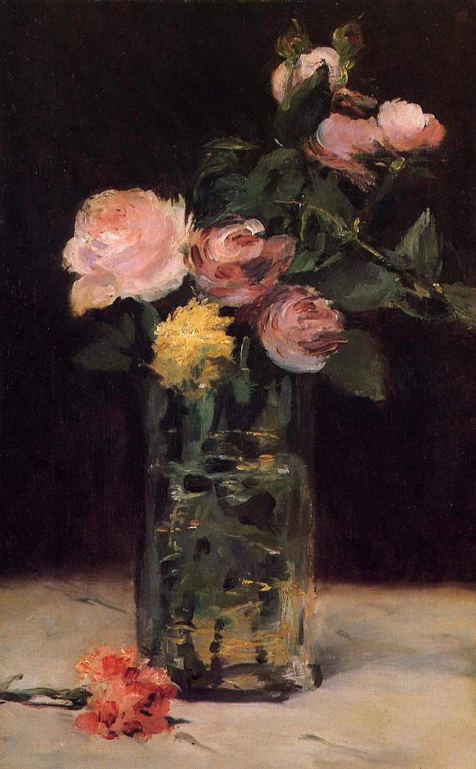   323-Édouard Manet, Rose in un vaso di vetro, 1883